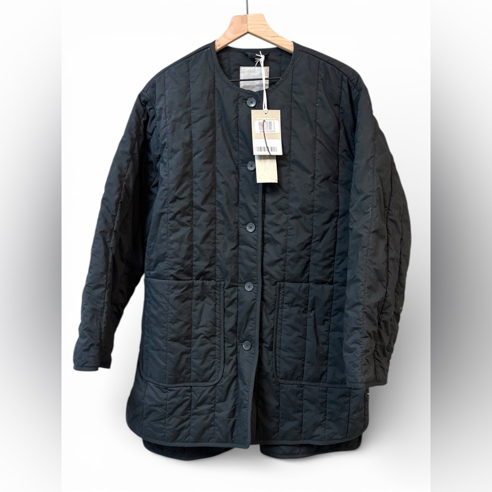 Everlane The Cotton Quilted Jacket‎ Black Button Front Women Chore Coat Thermal - Picture 5 of 8